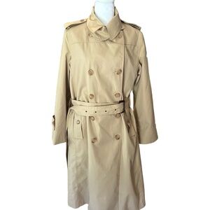 Fox Run II Trench Coat Womens Size 12 Tan Vintage Double Breasted Belted